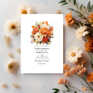 Burnt Orange und Cream Floral Wedding Einladung