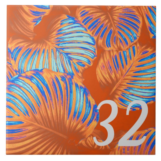 Burnt Orange und Electric Blue Fliese (Vorderseite)