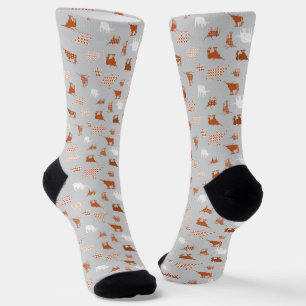Burnt Orange und Light Gray Gemusterte Longhorns P Socken