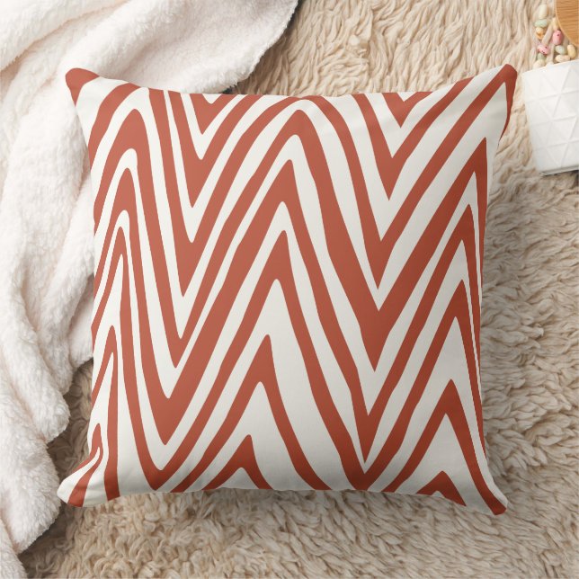 Burnt Orange und Off White Zebra Design Kissen (Decke)