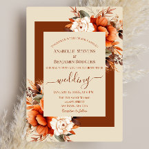 Burnt Orange und Rostflora mit QR-Code Hochzeit