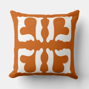 Burnt Orange und White Hearts Kissen