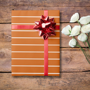 Burnt Orange und White Thin Horizontal Streifen Geschenkpapier