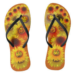 Burnt Orange Unisex Sonnenblumen Flip Flops