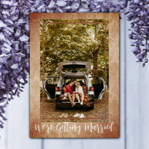 Burnt Orange Vintag Damask Foto Save the Date