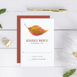 Burnt Orange Watercolor Fall Leaf Wedding RSVP