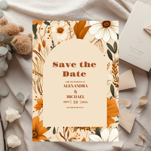 Burnt Orange Watercolor Wildblumen Hochzeit Save The Date