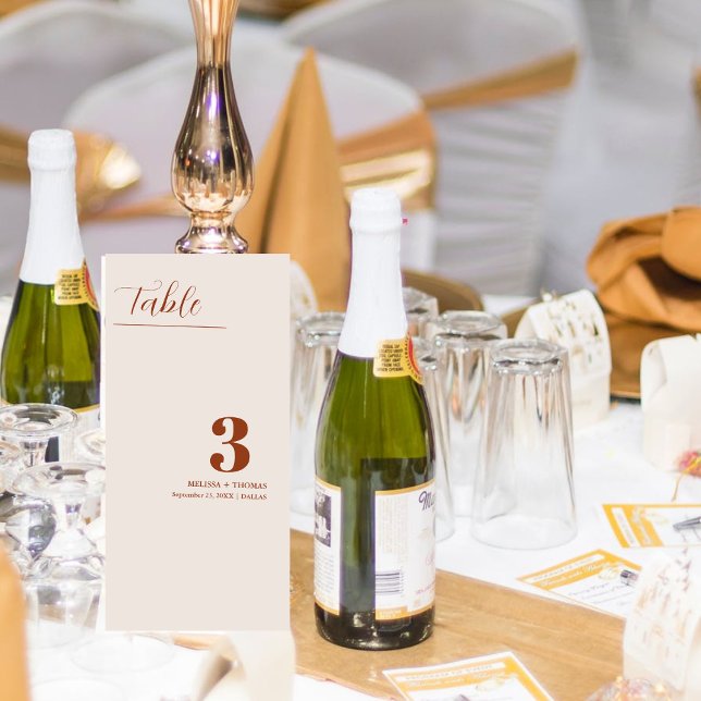 Burnt Orange Wedding Deco Tischnummer Card (Von Creator hochgeladen)