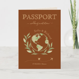 Burnt Orange Wedding Destination Passport World Einladung