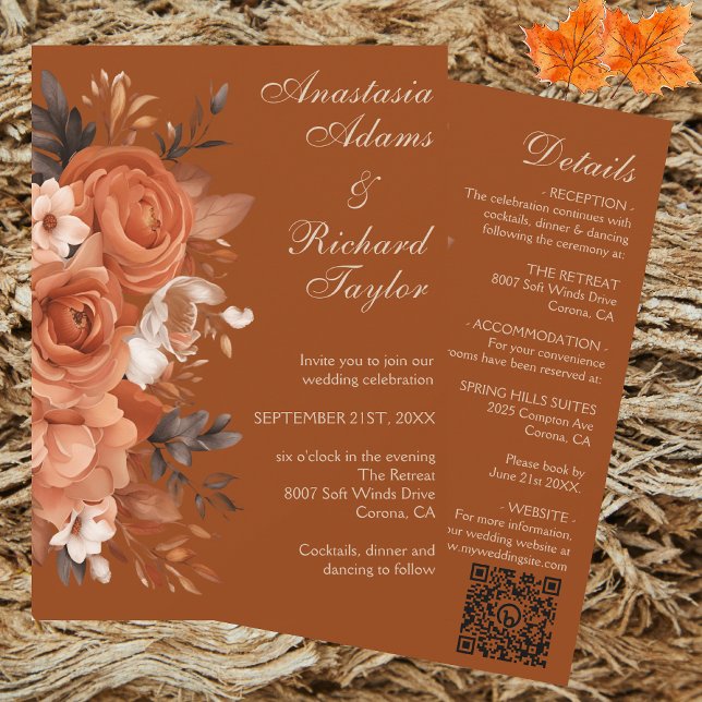 Burnt Orange Wedding Einladung (Burnt Orange Wedding Invitation)