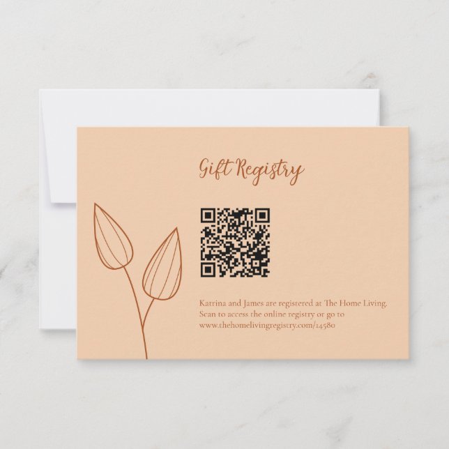 Burnt Orange Wedding Gift Registry QR Code RSVP Karte (Vorderseite)