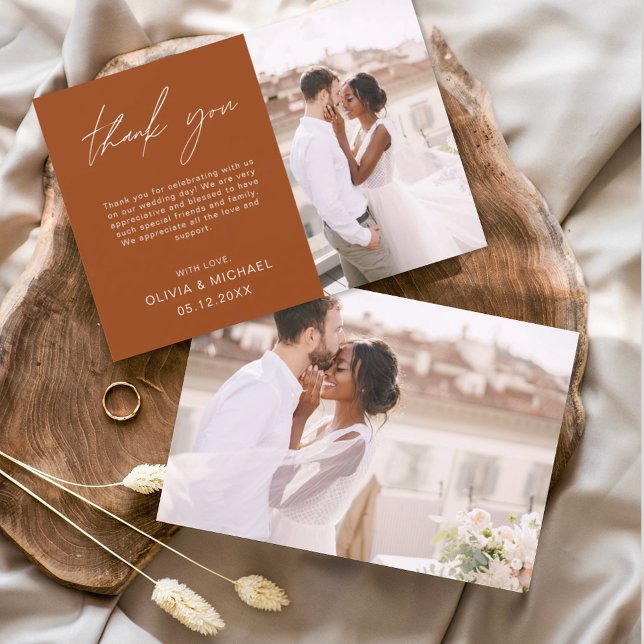 Burnt Orange Wedding Minimalistisch Dankeschön Kar (Von Creator hochgeladen)