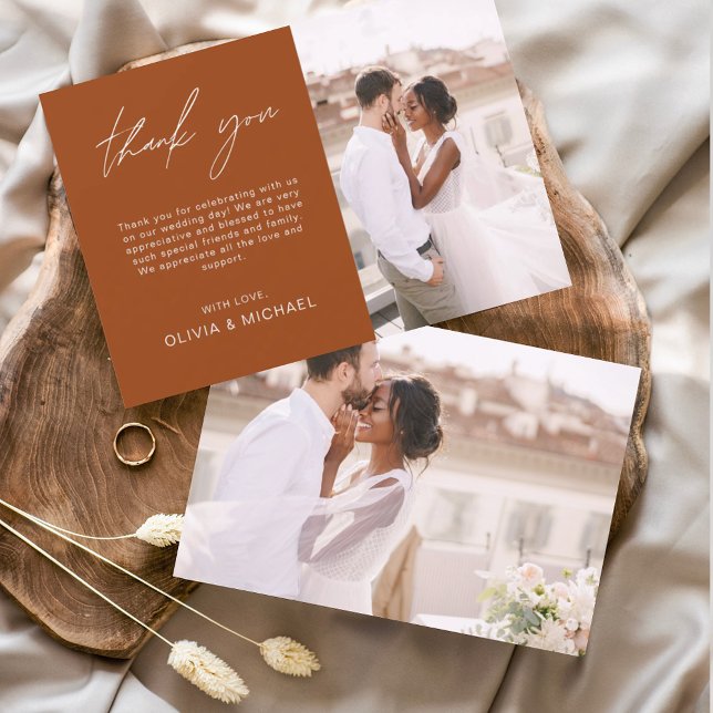 Burnt Orange Wedding Minimalistisch Dankeschön Kar (Von Creator hochgeladen)