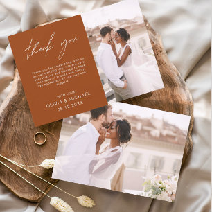 Burnt Orange Wedding Vielen Dank Foto Minimalistis Dankeskarte