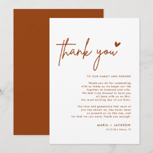 Burnt Orange Wedding Vielen Dank Ihr Hinweis Menü Dankeskarte