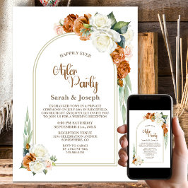 Burnt Orange White Floral Arch Hochzeit nach dem P Einladung