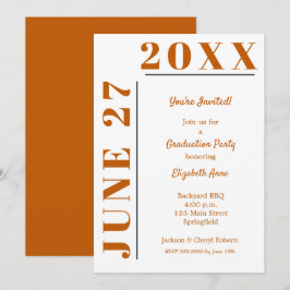 Burnt Orange White Graduation Party Einladung