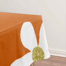 Burnt Orange White Simple Daisy Gold Tischdecke