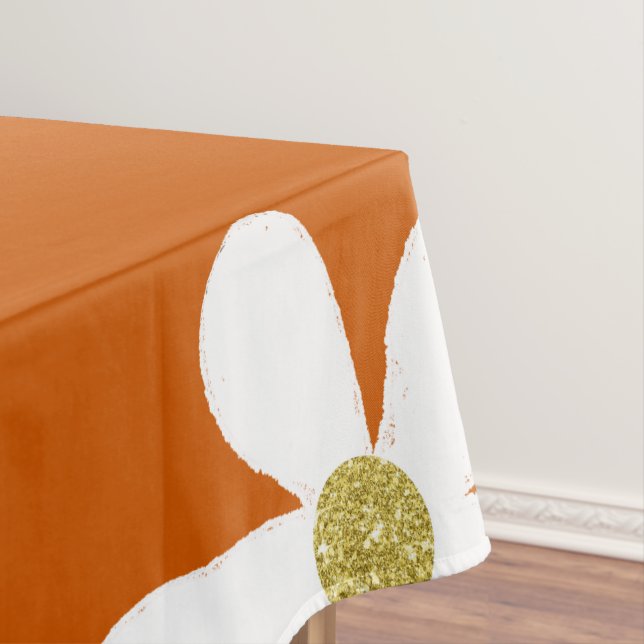 Burnt Orange White Simple Daisy Gold Tischdecke (Beispiel)