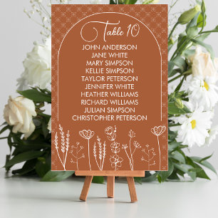 Burnt Orange Wildblume Bohemisch Arch Wedding Tischnummer