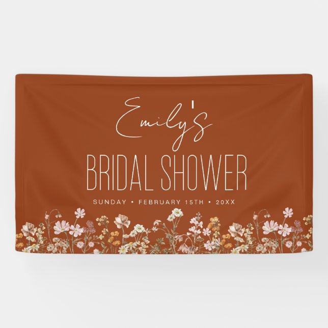 Burnt Orange Wildblume Boho Brautparty Banner (Horizontal)
