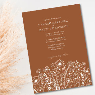 Burnt Orange Wildblume Boho Chic Wedding Einladung