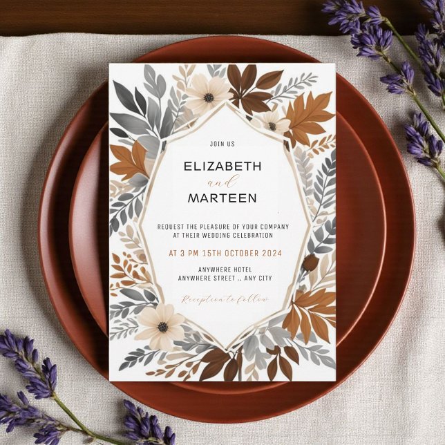Burnt Orange Wildblume Herbsthochzeit Einladung (Von Creator hochgeladen)