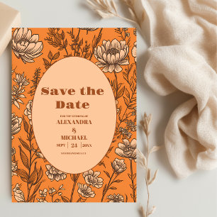 Burnt Orange Wildblumen Hochzeit Save The Date