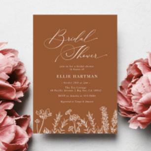 Burnt Orange Wildflower Bridal Shower Einladung
