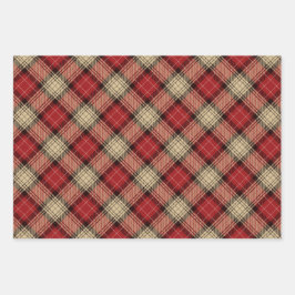 Burnt Red Beige Modern Scottish Tartan Christmas Geschenkpapier Set