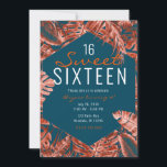 Burnt Sienna & Aquamarin Tropical Palm Blätter Swe Einladung<br><div class="desc">für jedes Ereignis anpassen</div>