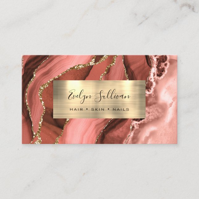 Burnt Sienna Brown Gold Agate Business Card Visitenkarte (Vorderseite)