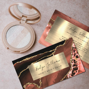 Burnt Sienna Brown Gold Fown Agate Business Card Visitenkarte