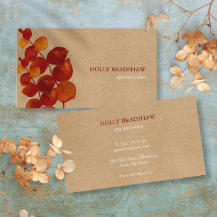 Burnt Sienna Eucalyptus Blätter Rustic Kraft Visitenkarte