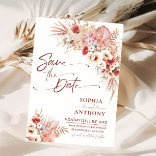 Burnt Umber Boho QR Code Foto Wedding Save The Date