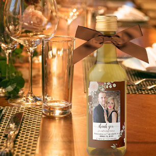 Burnt Umber Boho Rose Hochzeit Danke Mini Weinetikett