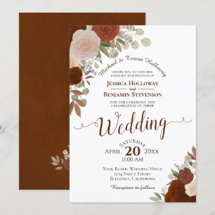 Burnt Umber Rust Orange Rose Hochzeit Einladung