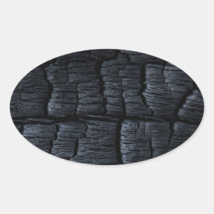 Burnt Wood Holzkohle Ovaler Aufkleber