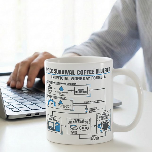 Büro Blueprint Arbeitstag Humor Kaffeetasse (Von Creator hochgeladen)