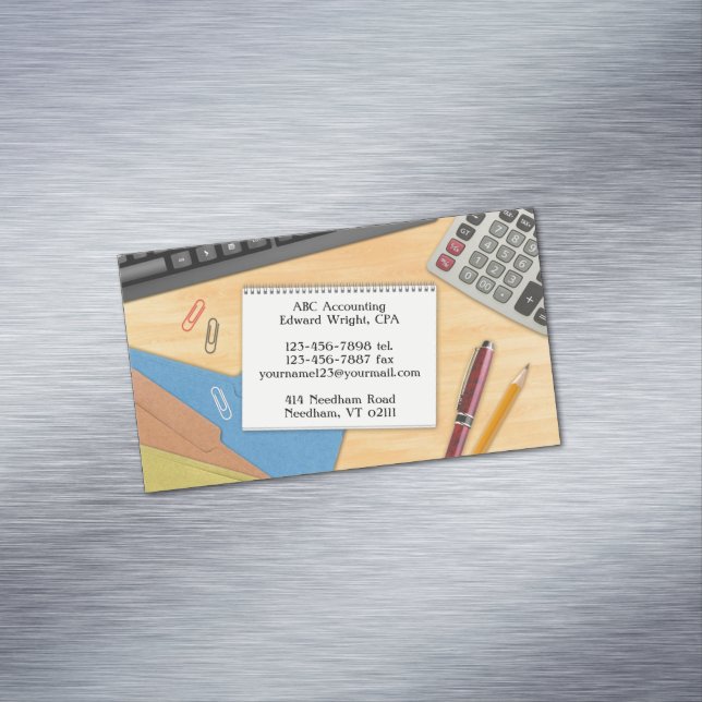 Büro der Rechnungsstelle Magnetische Visitenkarte (Beispiel)