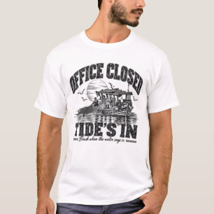 Büro geschlossen, Flut ist da Schwarze Tinte T-Shirt