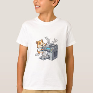 Büro-Hamster-Chaos-Drucker-Kinder T-Shirt