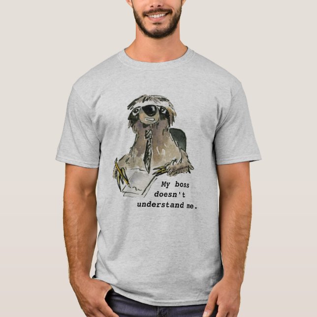Büro Humor-Cartoonsloth-T-Shirt T-Shirt (Vorderseite)
