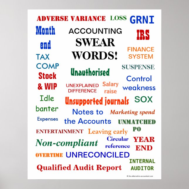BÜRO HUMOR "KONTO SWEAR WORDS Finance" Poster (Vorne)