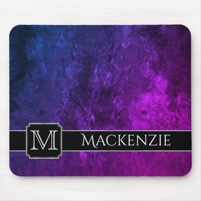 Büro Mystic-Topaz | Name Lila Pink Blue Ombre Mousepad (Vorne)