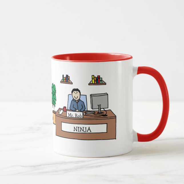 Büro Ninja - personalisierte Cartoon-Tasse Tasse (Rechts)