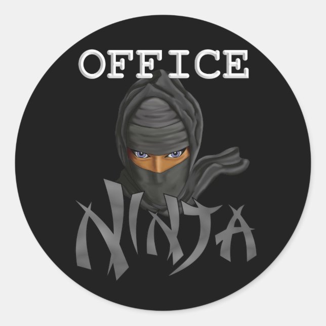 Büro Ninja Runder Aufkleber (Vorderseite)