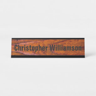 Büro Professional Monogramm Holzmaserung Foto-Look Schreibtischnamensplakette