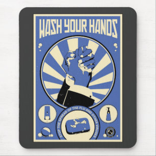 Büro-Propaganda: Waschen Sie Ihre Hände (blau) Mousepad