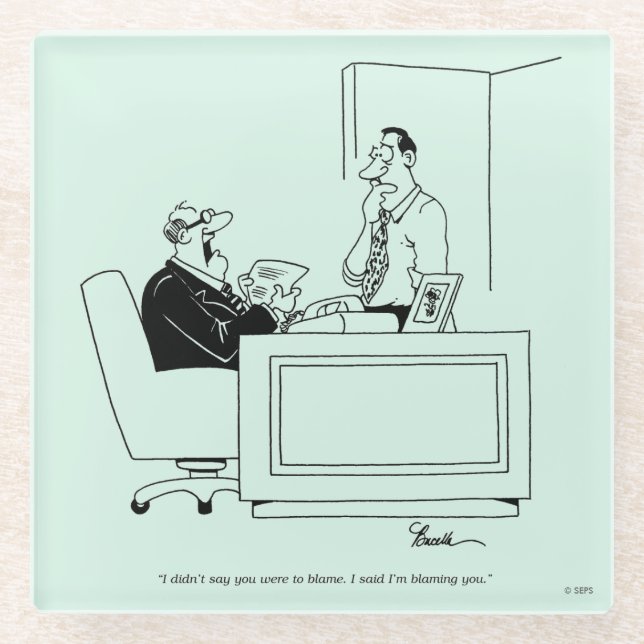 Büro-Schuld Glasuntersetzer (Vorderseite)